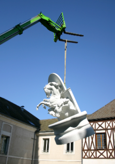 Installation de la fontaine à Chantilly